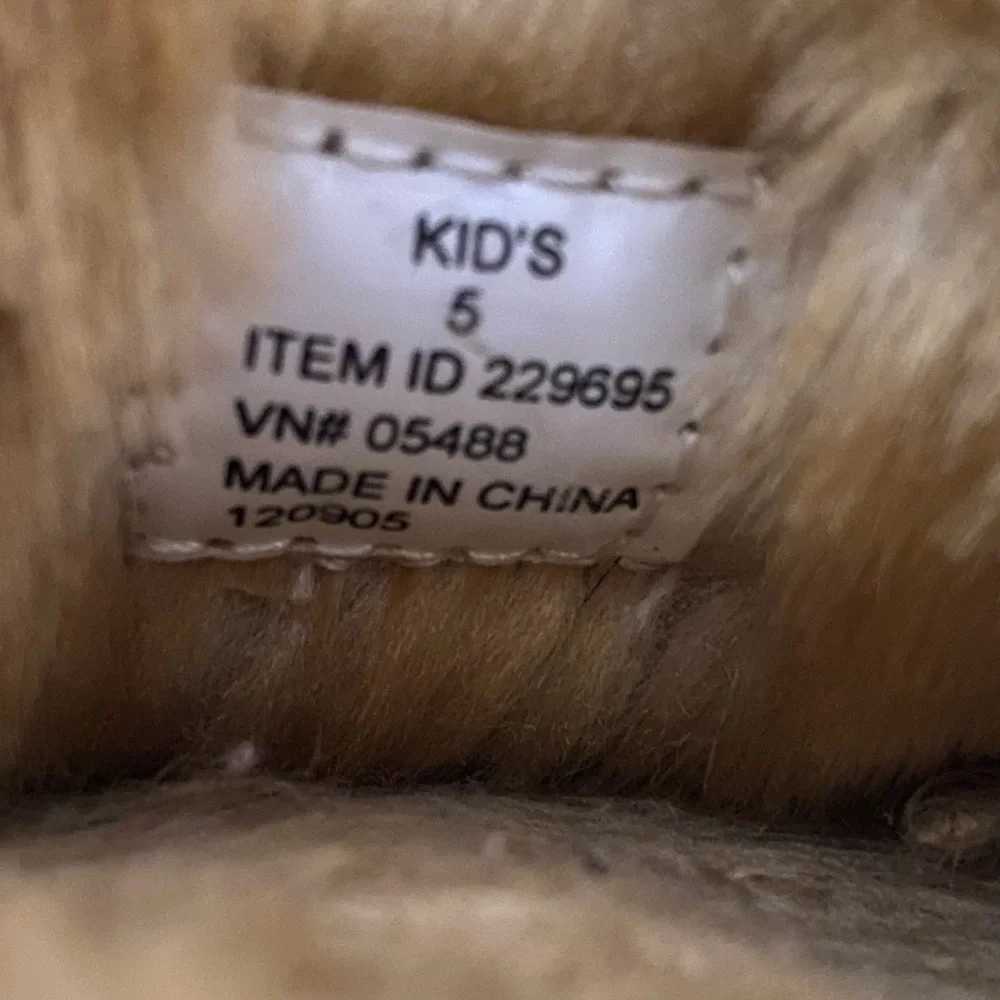 L.L. Bean Wicked Good Suede Leather Faux Fur Lined Moccasin Slippers Kids Sz 5